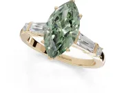 Marquise Tapered Baguette Engagement Ring Setting for a Fancy Green Lab-Grown Diamond | Yellow Gold