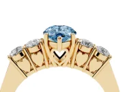 Pear-Shaped 5 Stone Engagement Ring Setting for a Fancy Blue Lab-Grown Diamond | Yellow Gold