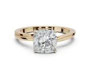 Cushion Cut Bypass Solitaire Engagement Ring Setting | Plain Polished Band | Yellow Gold