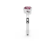 Fancy Pink Heart Cut Diamond Solitaire Ring Set in Silver with Prong Head and Smooth Polished Band