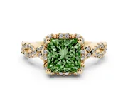 Princess Cut Halo Engagement Ring Setting for a Fancy Green Lab-Grown Diamond | Yellow Gold - Design NV-24725