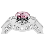 Fancy Pink Pear Cut Diamond Milgrain Halo Ring Set in Silver with Split Shank