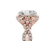 Radiant Cut Milgrain Halo Engagement Ring Setting | Graduated Shoulders | Rose Gold