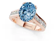 Oval Cathedral Channel Set Engagement Ring Setting for a Fancy Blue Lab-Grown Diamond | Double Claw Prongs | Rose Gold
