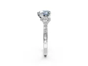 Heart-Shaped Pavé Engagement Ring Setting for a Fancy Blue Lab-Grown Diamond | Crossover Gallery | Sterling Silver