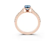 Emerald Cut Pavé Solitaire Engagement Ring Setting for a Fancy Blue Lab-Grown Diamond | Single Row Shoulders | Rose Gold