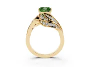 Princess Cut Bypass Pavé Engagement Ring Setting for a Fancy Green Lab-Grown Diamond | Graduated Pavé | Yellow Gold