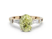 Oval Tapered Baguette Engagement Ring Setting for a Fancy Yellow Lab-Grown Diamond | Yellow Gold
