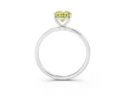 Fancy Yellow Oval Cut Diamond Solitaire Engagement Ring Set in White gold with Thin Band and Prong Setting