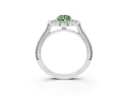 Fancy Green Pear Cut Diamond Halo Milgrain Pavé Ring Set in Silver with Prong Setting