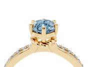 Marquise Channel Set Engagement Ring Setting for a Fancy Blue Lab-Grown Diamond | Rope Collar | Yellow Gold