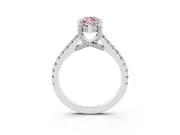 Marquise Hidden Halo Pave Engagement Ring Setting for a Fancy Pink Lab-Grown Diamond | Claw Prongs | Sterling Silver