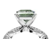 Princess Cut Vintage Engagement Ring Setting for a Fancy Green Lab-Grown Diamond | Graduated Stations | Platinum