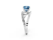 Fancy Blue Princess Cut Diamond Solitaire Ring Set in Silver with Pavé Twist Band and Secure Prong Setting