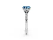 Oval Side Stone Engagement Ring Setting for a Fancy Blue Lab-Grown Diamond | Pave Band | White Gold