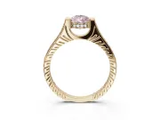 Pear-Shaped Vintage Cathedral Engagement Ring Setting for a Fancy Pink Lab-Grown Diamond | Carved Band | Yellow Gold