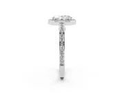 Oval Cut Diamond Halo Pavé Split Shank Ring Set in Platinum with Prong Setting