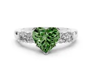 Heart-Shaped Five Stone Engagement Ring Setting for a Fancy Green Lab-Grown Diamond | White Gold