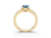 Radiant Cut Half Bezel Engagement Ring Setting for a Fancy Blue Lab-Grown Diamond | Channel Band | Yellow Gold