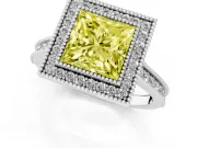 Princess Cut Halo Engagement Ring Setting for a Fancy Yellow Lab-Grown Diamond | White Gold - Design NV-24721