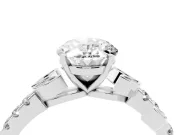 Oval Leaf Pavé Engagement Ring Setting | Leaf Motif Shoulders | White Gold