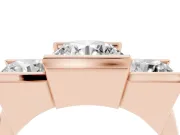 Round Cut Diamond Three-Stone Channel Set Ring Set in Rose gold with Smooth Polished Band