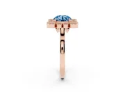 Round Milgrain Cluster Halo Engagement Ring Setting for a Fancy Blue Lab-Grown Diamond | Plain Band | Rose Gold
