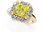 Princess Cut Halo Engagement Ring Setting for a Fancy Yellow Lab-Grown Diamond | Yellow Gold - Design NV-24726