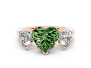 Heart-Shaped Three Stone Engagement Ring Setting for a Fancy Green Lab-Grown Diamond | Plain Squared Band | Rose Gold