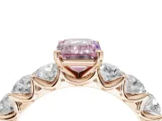Emerald Cut Side Stone Engagement Ring Setting for a Fancy Pink Lab-Grown Diamond | Scalloped Prong Accents | Rose Gold