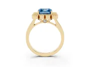 Asscher Cut Milgrain Cluster Halo Engagement Ring Setting for a Fancy Blue Lab-Grown Diamond | Plain Band | Yellow Gold