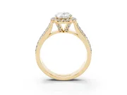 Oval Pavé Engagement Ring Setting | Wide Three-Row Band | Yellow Gold