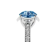 Round Floral Pavé Engagement Ring Setting for a Fancy Blue Lab-Grown Diamond | White Gold