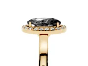 Fancy Black Oval Cut Diamond Halo Ring Set in Yellow gold with Solitaire Band and Prong Setting