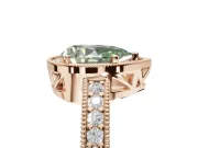 Pear-Shaped Milgrain Halo Engagement Ring Setting for a Fancy Green Lab-Grown Diamond | Wide Pavé Band | Rose Gold