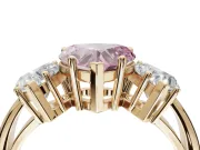 Heart-Shaped Three Stone Engagement Ring Setting for a Fancy Pink Lab-Grown Diamond | Plain Band | Yellow Gold