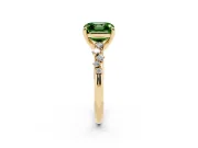 Asscher Cut Graduated Engagement Ring Setting for a Fancy Green Lab-Grown Diamond | Yellow Gold