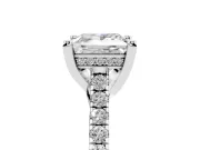 Princess Cut Hidden Halo Pave Engagement Ring Setting | Claw Prongs | White Gold