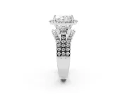 Oval Halo Split Shank Engagement Ring Setting | Round Side Stones | Sterling Silver