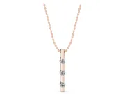 Round Lab-Grown Diamond Three-Stone Vertical Bar Pendant Necklace | Evenly Spaced | Rose Gold