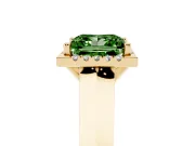 Princess Cut Halo Engagement Ring Setting for a Fancy Green Lab-Grown Diamond | Knife-Edge Band | Yellow Gold