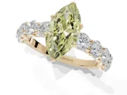 Marquise Side Stone Engagement Ring Setting for a Fancy Yellow Lab-Grown Diamond | Scalloped Prong Accents | Yellow Gold