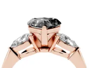 Heart-Shaped Three-Stone Engagement Ring Setting for a Black Center | Pear Side Stones | Rose Gold