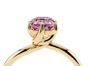Emerald Cut Bypass Solitaire Engagement Ring Setting for a Fancy Pink Lab-Grown Diamond | Plain Band | Yellow Gold
