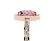 Oval Sectioned Halo Engagement Ring Setting for a Fancy Pink Lab-Grown Diamond | Rose Gold