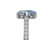 Oval Vintage Cathedral Engagement Ring Setting for a Fancy Blue Lab-Grown Diamond | Carved Band | Platinum