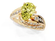Fancy Yellow Pear Cut Diamond Solitaire Ring Set in Yellow gold with Layered Twist Pavé Band