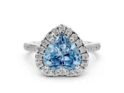 Heart-Shaped Halo Engagement Ring Setting for a Fancy Blue Lab-Grown Diamond | Tapered Band | Platinum