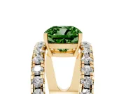 Cushion Cut Pavé Engagement Ring Setting for a Fancy Green Lab-Grown Diamond | Yellow Gold - Design NV-24679
