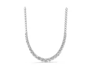 Round Lab-Grown Diamond Graduated Tennis Necklace | Bead Chain Back | Sterling Silver